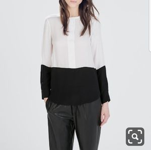 Two-toned long sleeve blouse